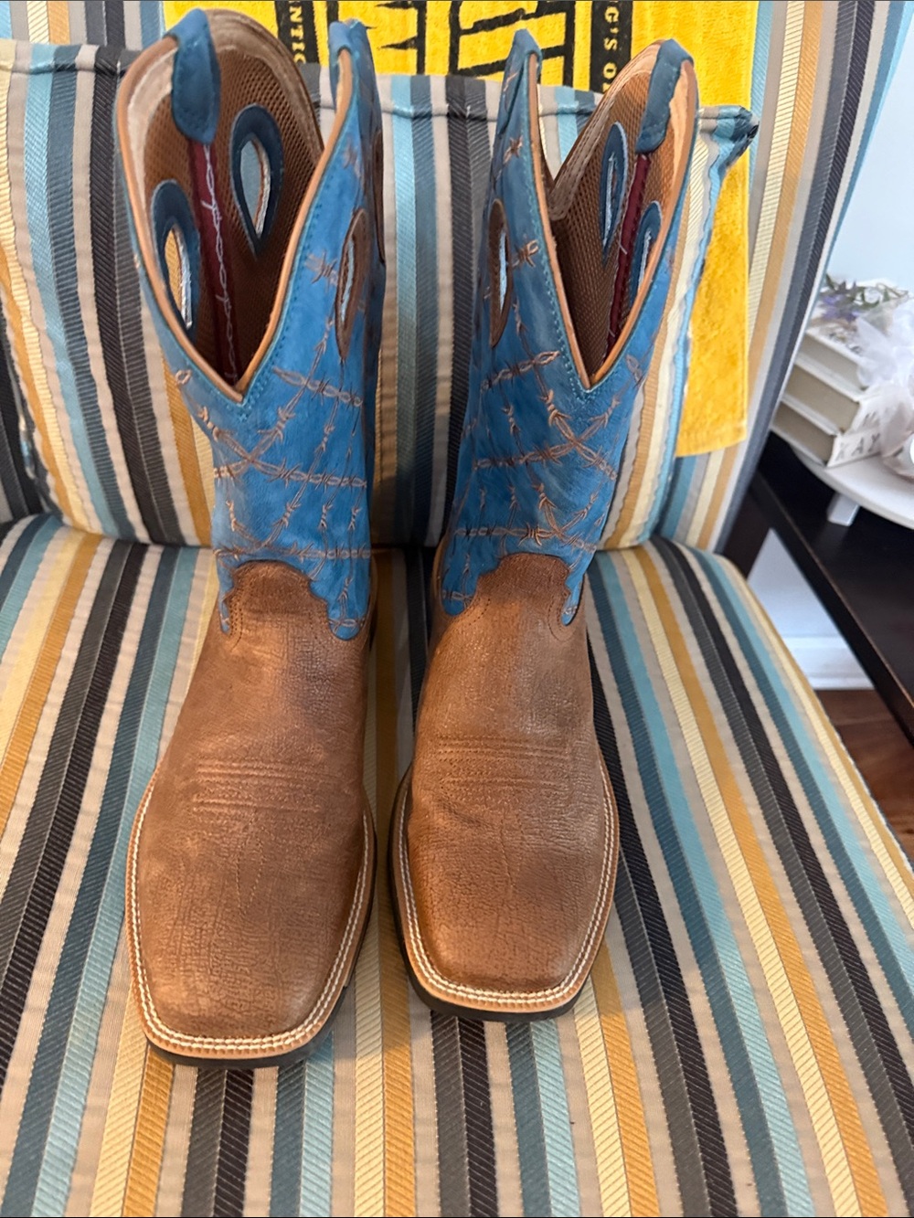 Twisted X Brown Leather Cowboy Boots with Blue Shaft